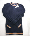 $445 ELEVENTY - Cable Knit Camel Tipped Crewneck Cotton Sweater - L