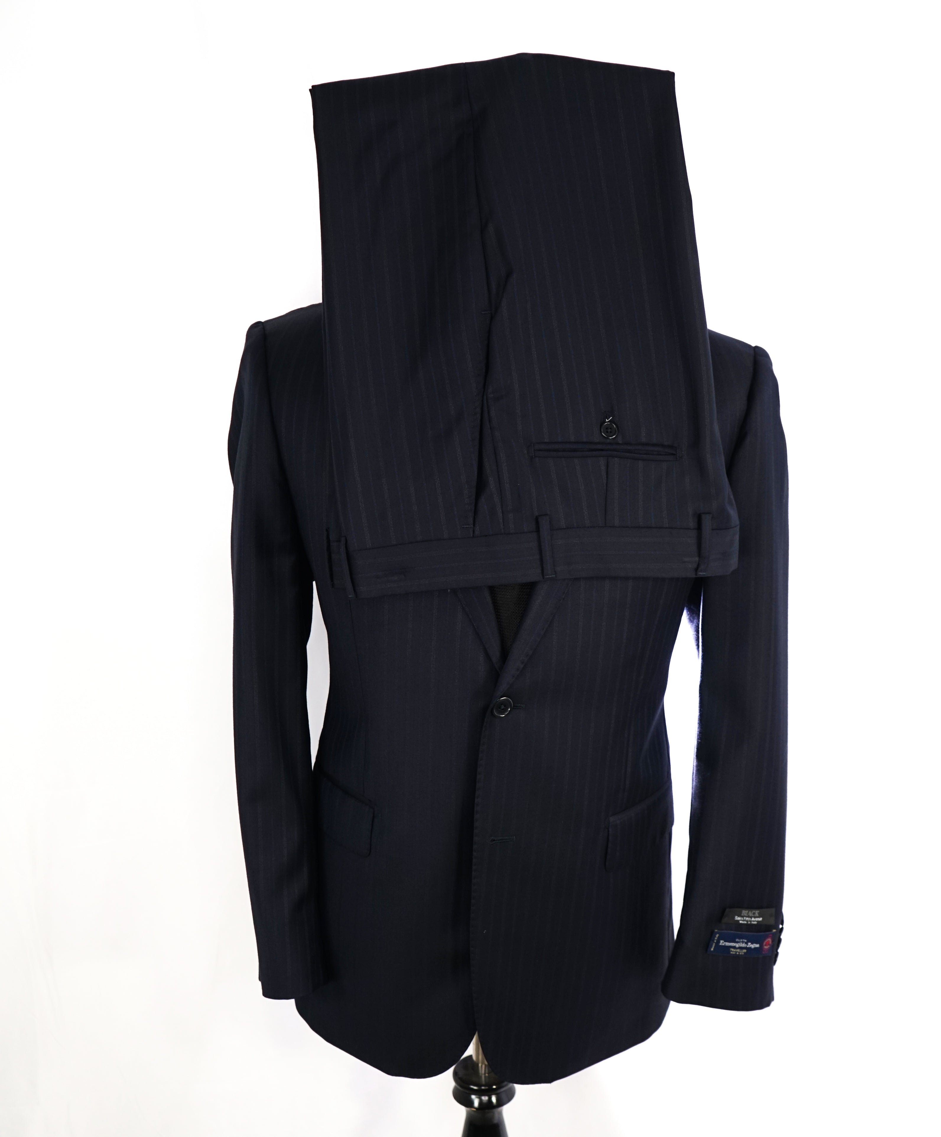 ERMENEGILDO ZEGNA - By SAKS FIFTH AVENUE "Classic" SILK Blue Stripe Suit - 42R