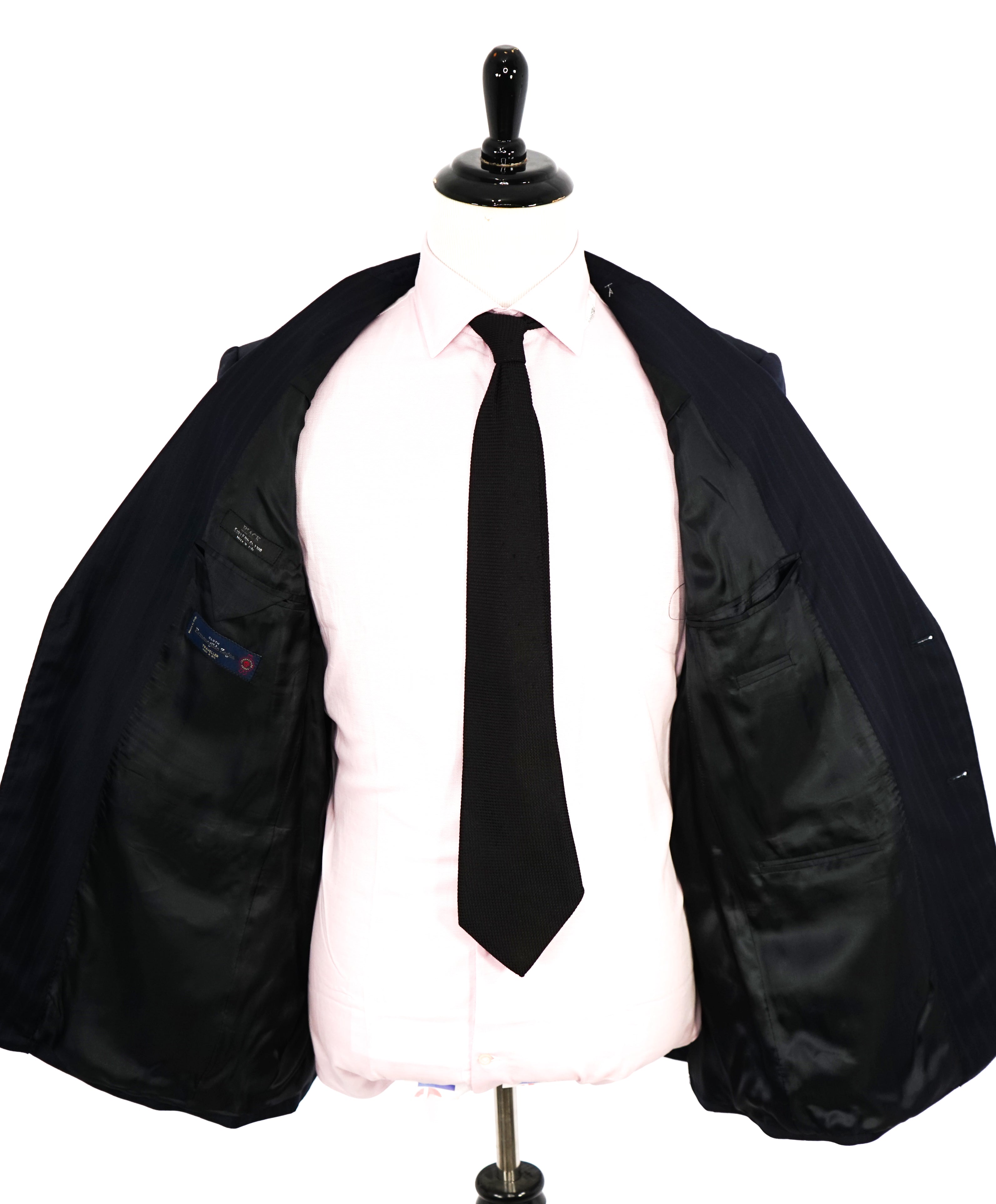 ERMENEGILDO ZEGNA - By SAKS FIFTH AVENUE "Classic" SILK Blue Stripe Suit - 42R