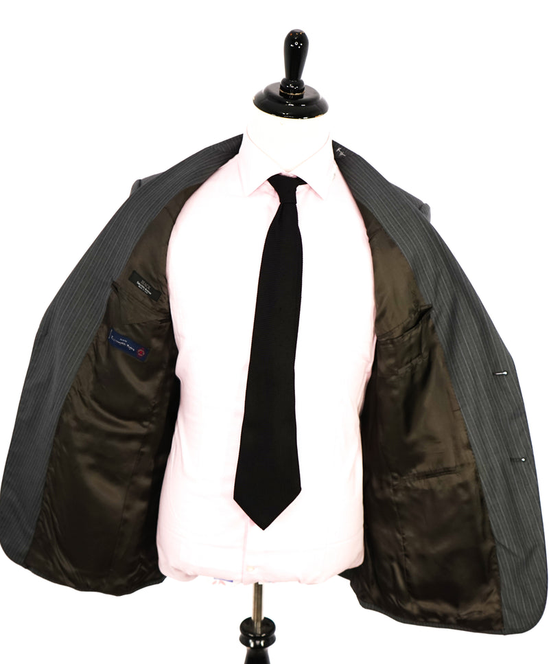 ERMENEGILDO ZEGNA - By SAKS FIFTH AVENUE "Classic" SILK Gray Stripe Suit - 40L