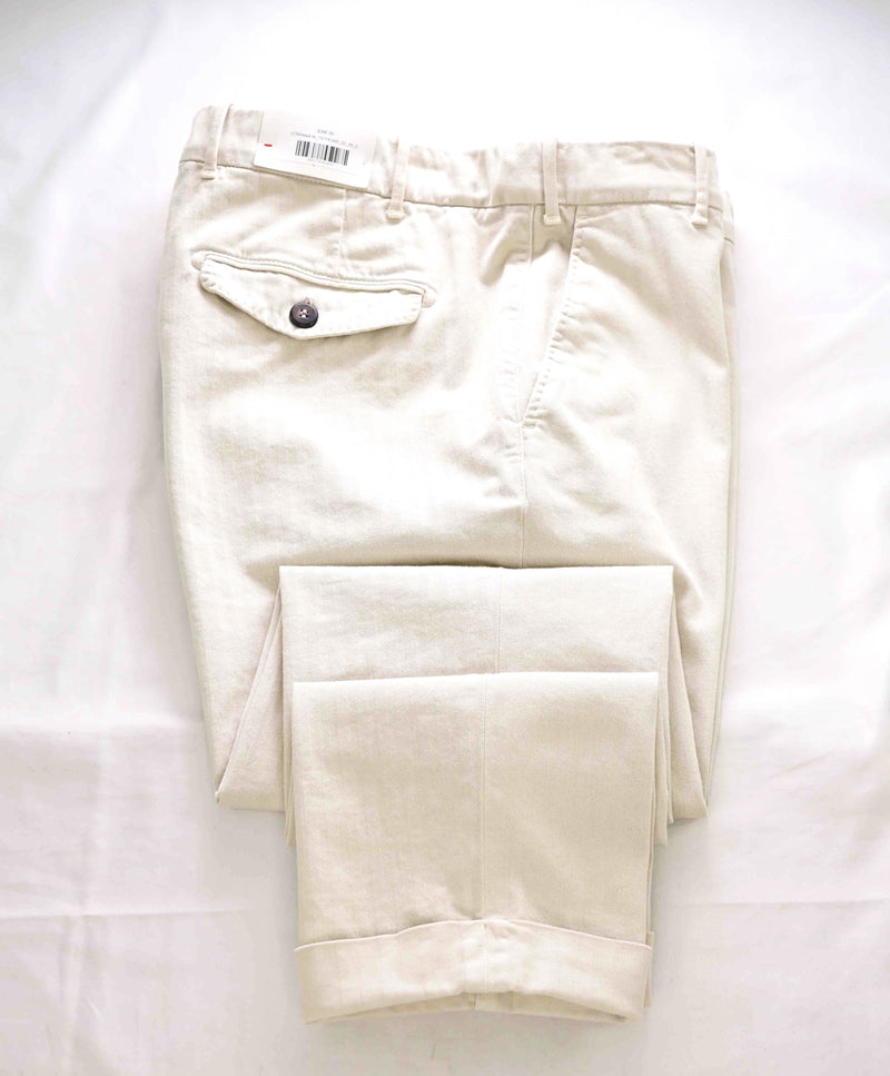 $395 ELEVENTY - SAND Cotton "MILANO" Fit Chino Slim Herringbone Pants- 33W