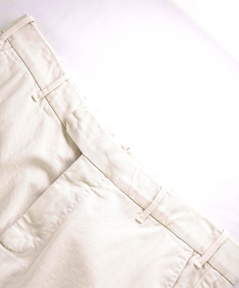 $395 ELEVENTY - SAND Cotton "MILANO" Fit Chino Slim Herringbone Pants- 33W