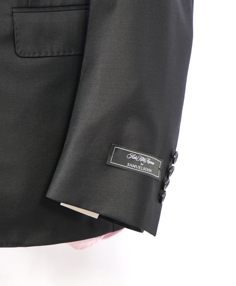 SAMUELSOHN - SAKS 5TH AVE Super 120's Wool "SB YARDLEY" Solid Black Suit - 46L