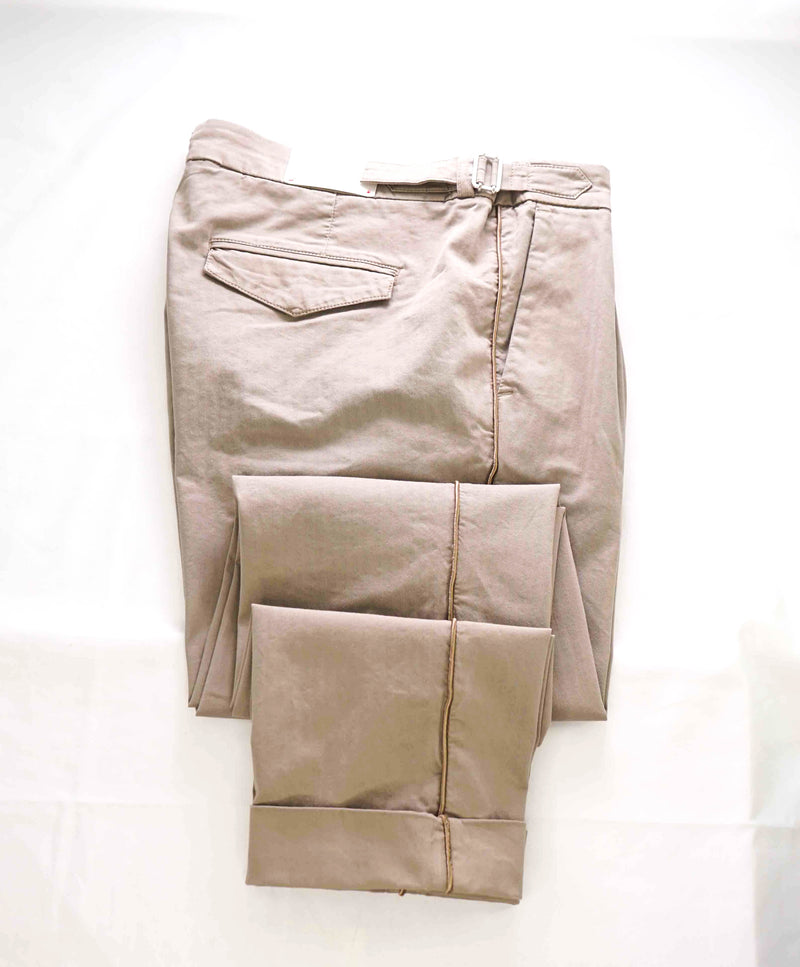 $495 ELEVENTY - *SIDE TABS* Cotton W Side Stripe Taupe Slim Casual Pants- 33W