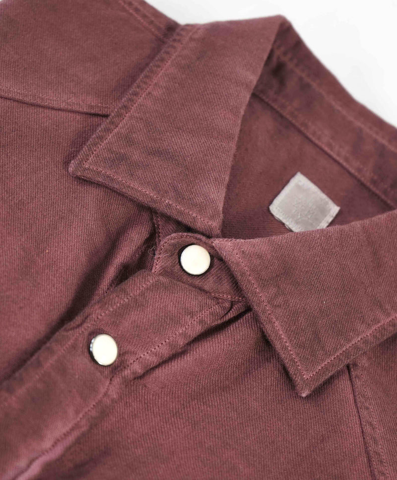 $395 ELEVENTY - Burgundy *Wide Spread Collar* Snap Texas Style Western Shirt - M