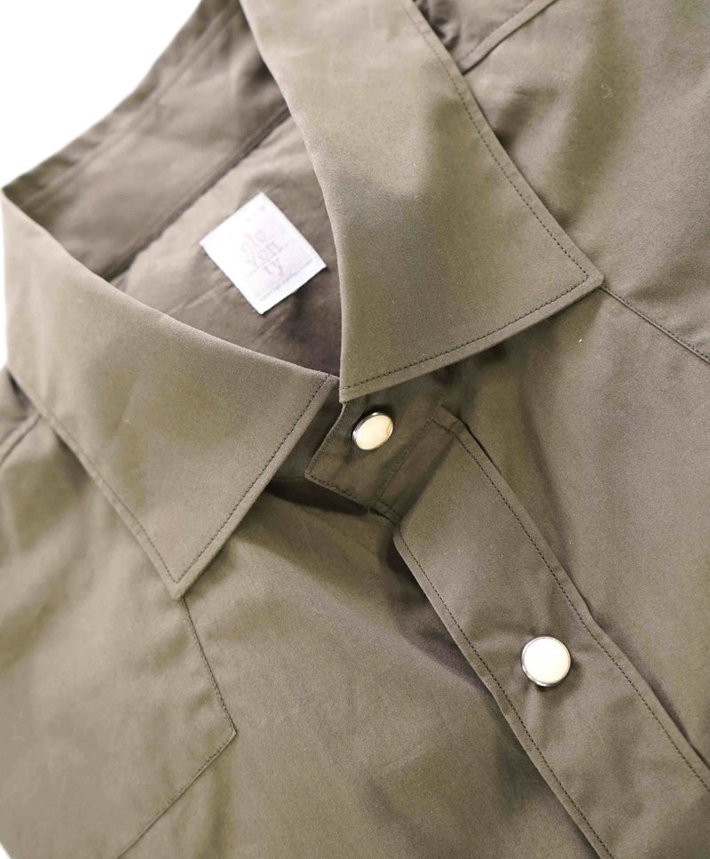 $395 ELEVENTY - Sage *Wide Spread Collar* Snap Texas Style Western Shirt - M