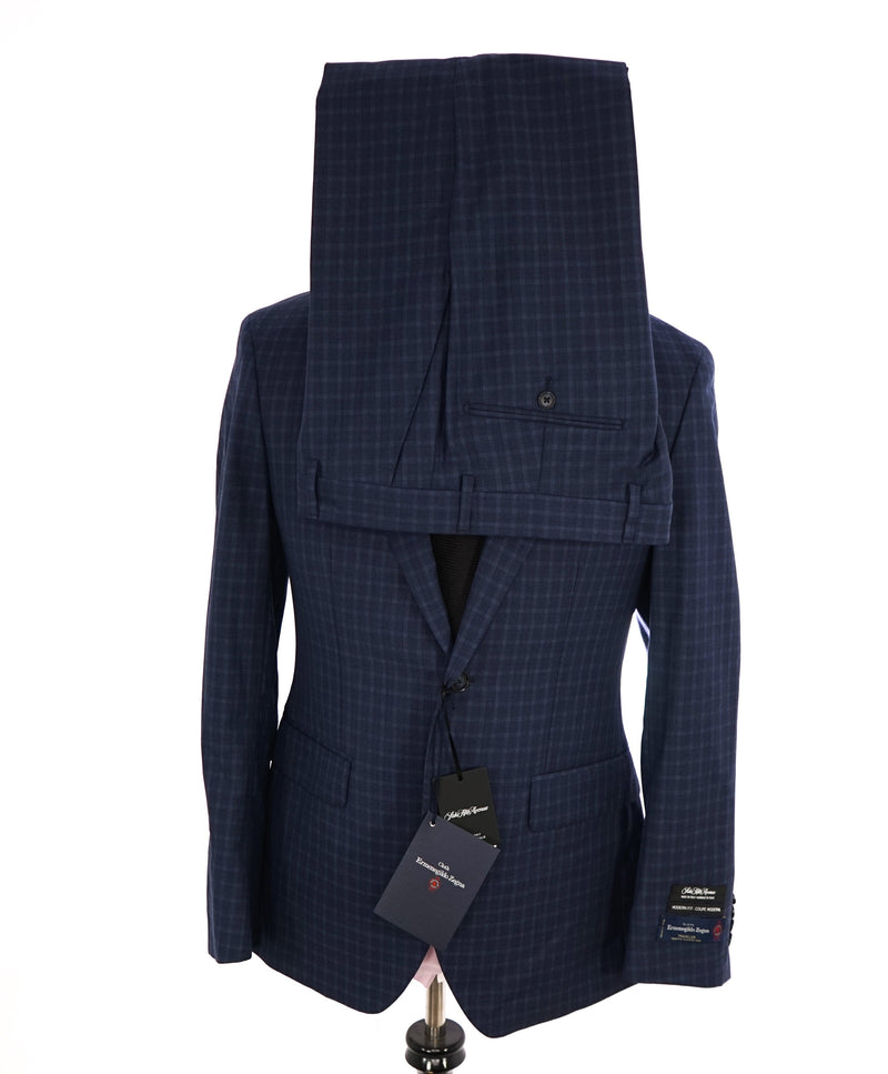 ERMENEGILDO ZEGNA - By SAKS FIFTH AVENUE "Modern" Blue BOLD Check Suit - 38S