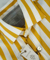 $395 ELEVENTY - Yellow/White *Wide Spread Collar* Broad Stripe Dress Shirt - M