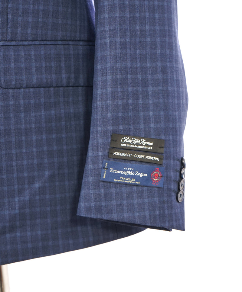 ERMENEGILDO ZEGNA - By SAKS FIFTH AVENUE "Modern" Blue BOLD Check Suit - 38S