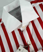 $395 ELEVENTY - Red/White *Wide Spread Contrast Collar* Button Dress Shirt - M