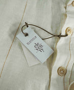$395 ELEVENTY - Ivory/Camel *POP OVER LINEN* Button Down Shirt - M