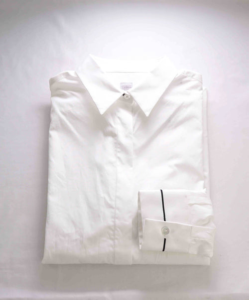 $395 ELEVENTY - TIPPED White Button Down Long Sleeve Shirt Cotton - Multiple Sizes