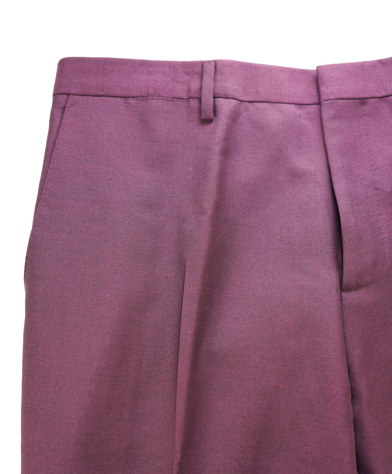 BURBERRY LONDON - *Wool & Mohair* ITALY Burgundy Flat Front Dress Pants - 35W