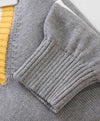 $495 ELEVENTY - Gray / Yellow Cricket Sweater Tipped V-Neck - M