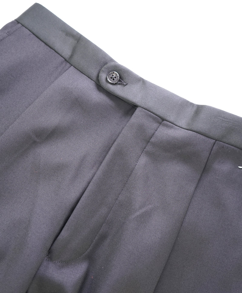 SAKS FIFTH AVE - Tuxedo Dinner Flat Front Wool Pants - 31W