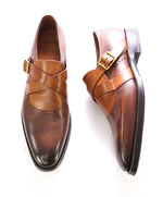 BALLY - “SCRIBE” Goodyear Welt Brown Hand Made Monk Strap Loafers - 8.5