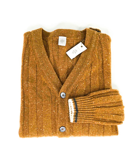 $845 ELEVENTY - *PURE CASHMERE* Brown Fleck MOP Cardigan Sweater - M