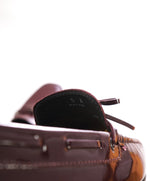 TOD’S - Burgundy Patent Leather Embossed Logo Driving Loafers- 6A US