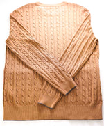 $595 ELEVENTY - *COTTON* Camel Brown CABLE KNIT Ribbed Sweater - L
