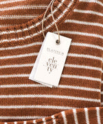 $495 ELEVENTY - Ivory / Camel Stripe Crewneck Wool Sweater - XL