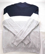 $495 ELEVENTY - Cotton FULL ZIP Color Block Blue/Ivory/Gray Sweater - XL
