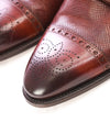 MAGNANNI - Textured Cap-Toe Brogue Brown Double Monk Strap Loafers -  10.5