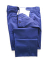 HICKEY FREEMAN - Cobalt Blue Solid Wool Flat Front Dress Pants - 35W