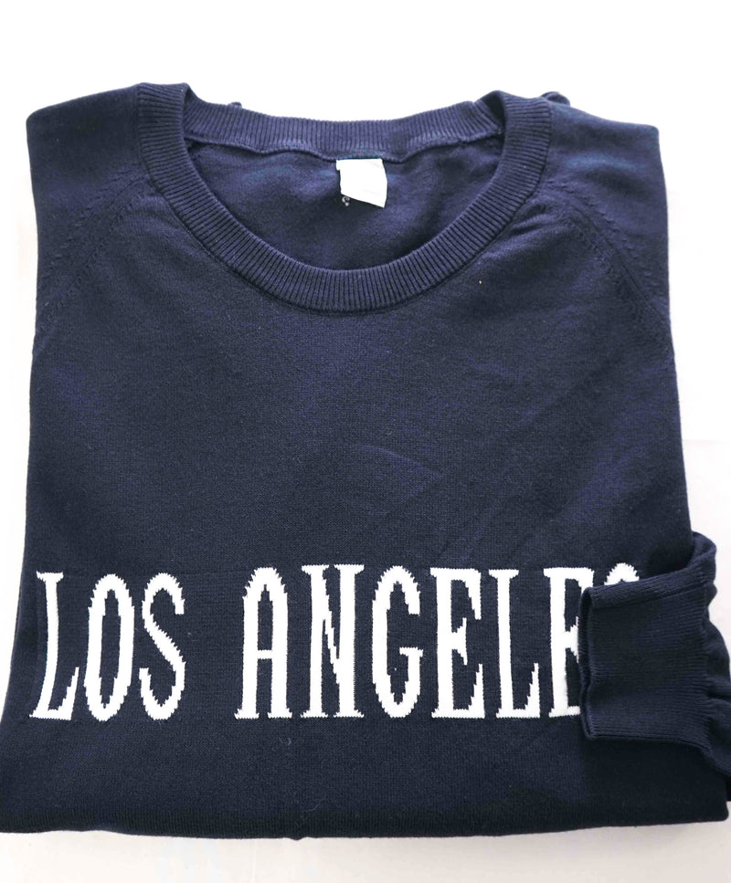 $545 ELEVENTY - "LOS ANGELES" Blue Crewneck Cotton Sweater - XXL