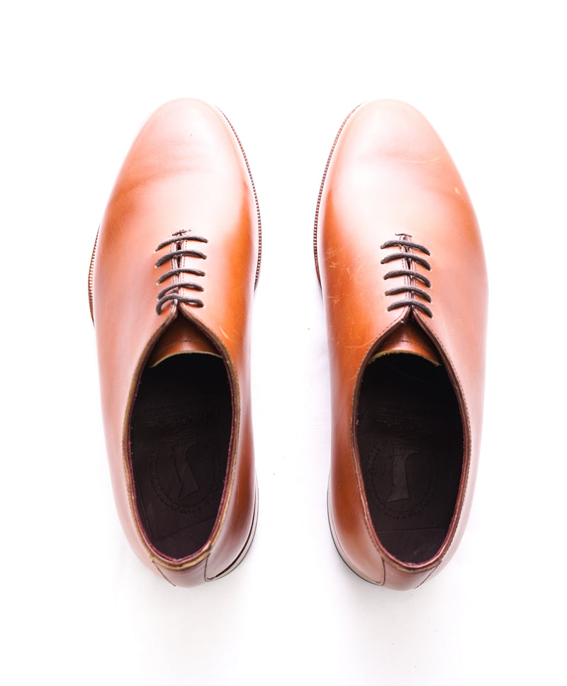 NETTLETON - Cognac Brown Hand Made In England Wholecut Oxfords - 9