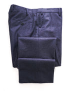 LORO PIANA - Blue Flannel Wool Flat Front Dress Pants - 38W (56EU)