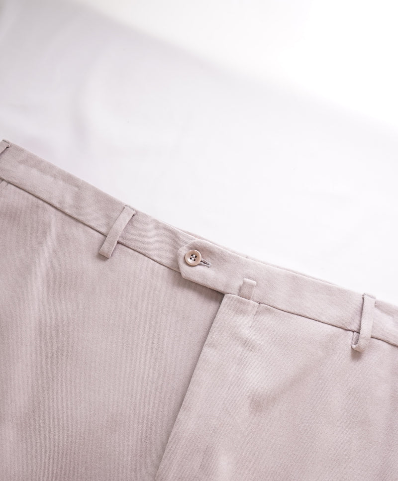 LORO PIANA - SOFT Stone Beige Cotton/Elastane Flat Front Pants - 42W (58EU)