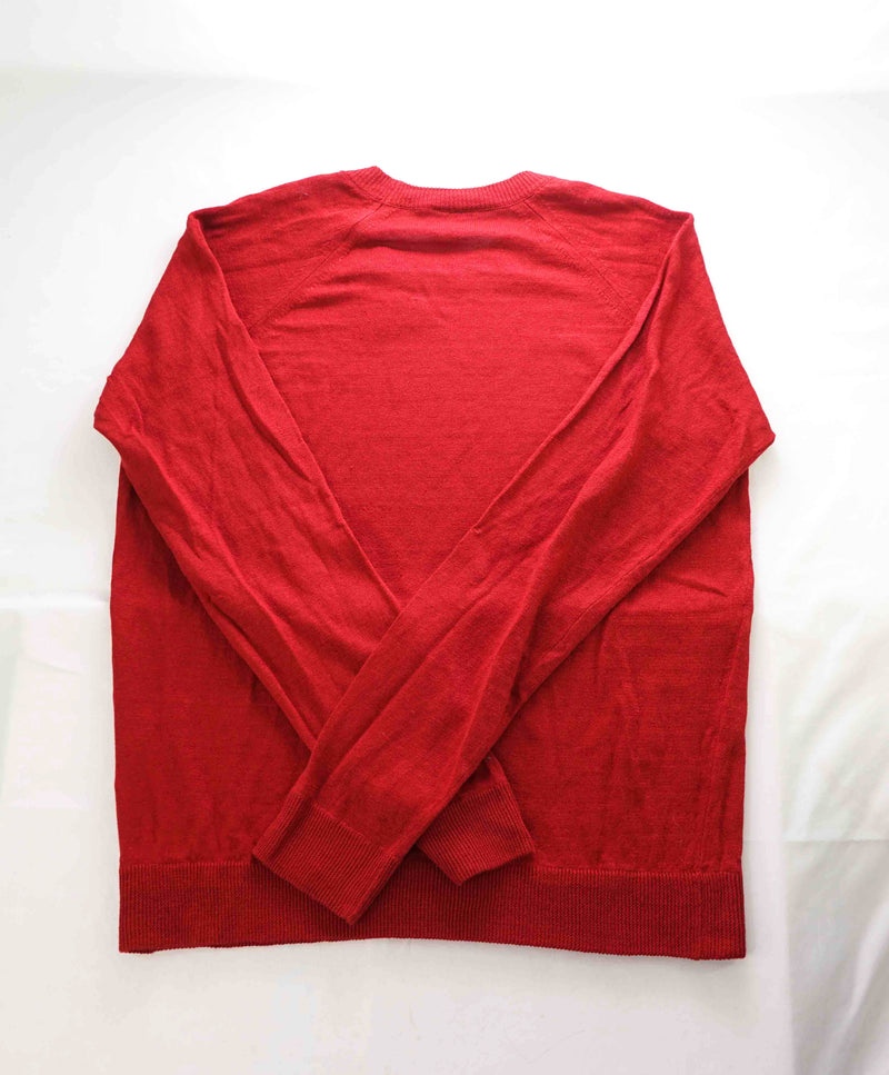 $395 ELEVENTY - Red Crewneck Premium Pure Wool Sweater - M