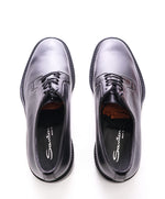 SANTONI -  Made In Italy Black Round Toe Oxfords - 8.5