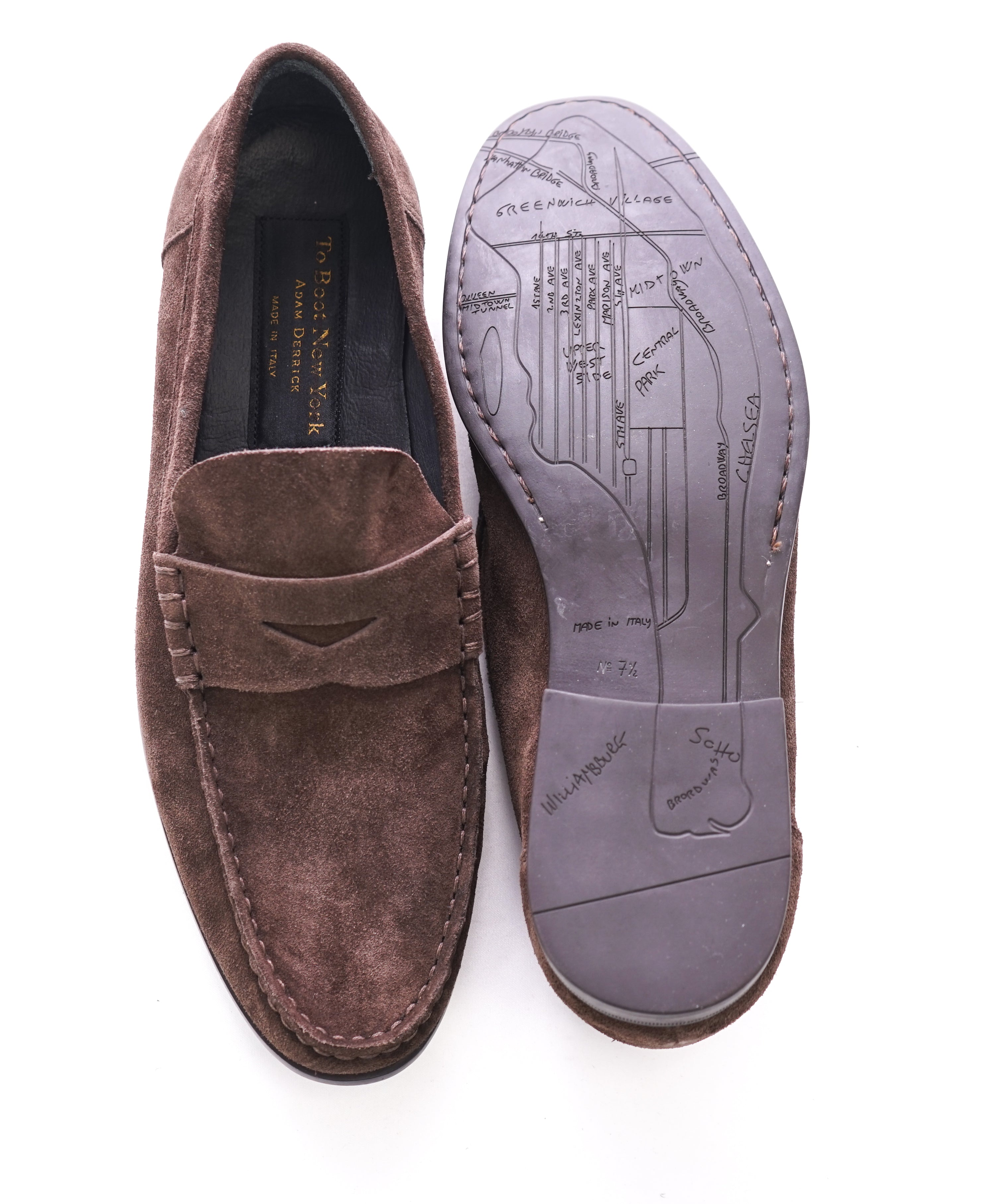 TO BOOT NEW YORK - Coco Brown Distressed Round Penny Loafers - 7.5