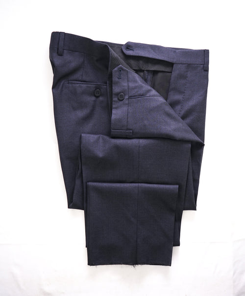 EIDOS - Elongated Waist Tab BLUE PINDOT Wool Dress Pants - 33W