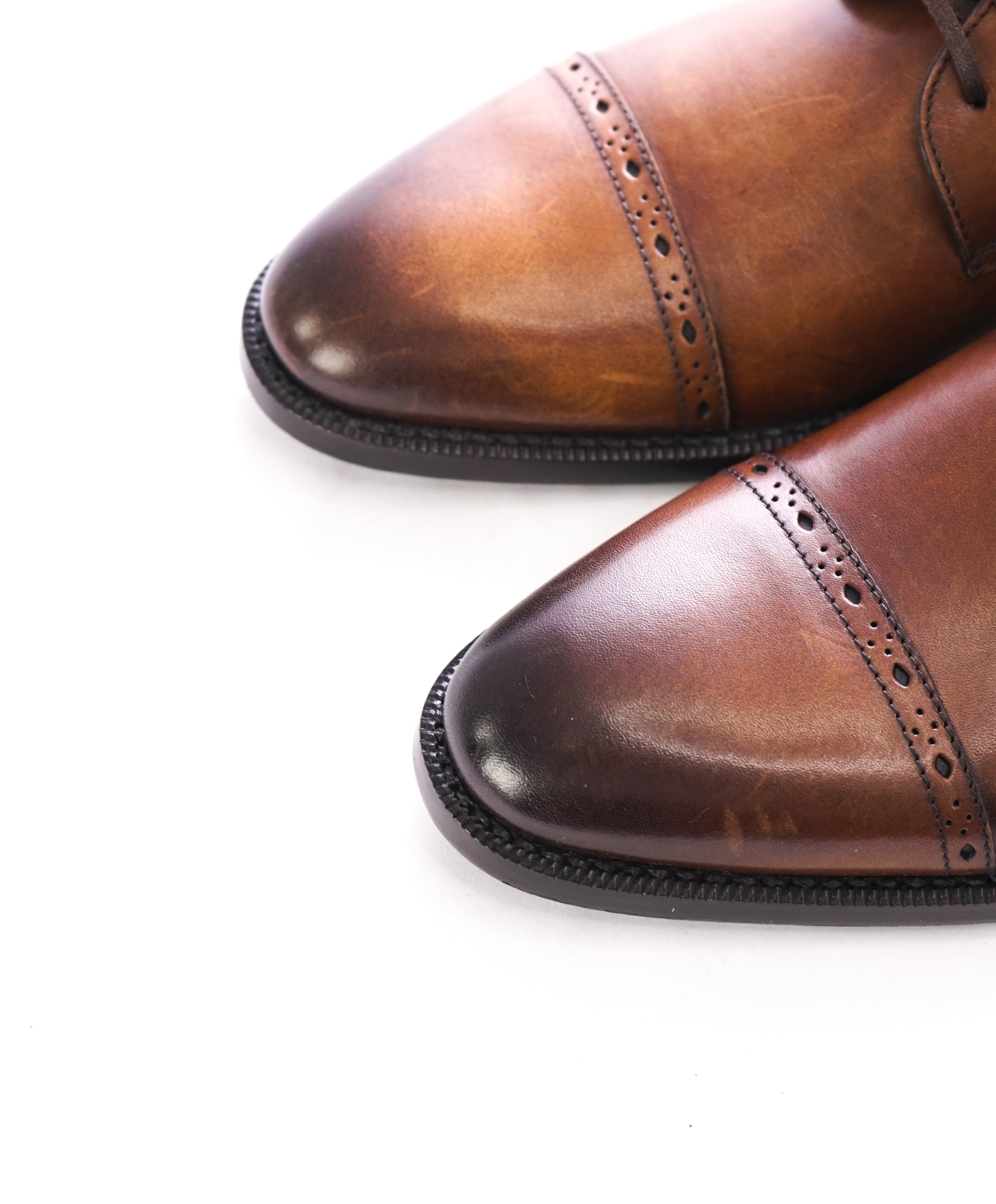 ERMENEGILDO ZEGNA - Brown Diamond Brogue Cap Toe Oxfords - 8.5