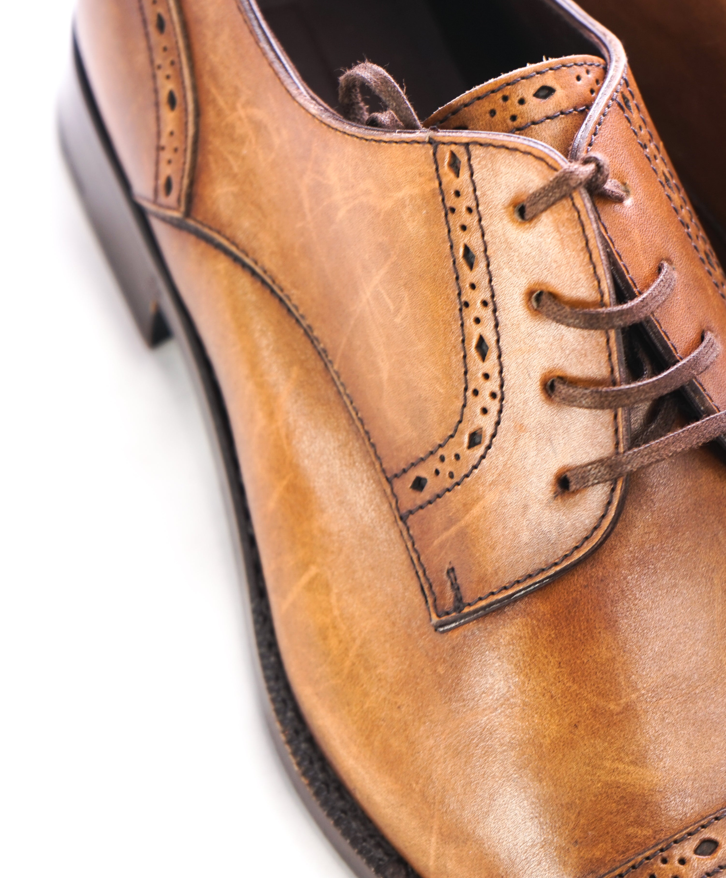 ERMENEGILDO ZEGNA - Brown Diamond Brogue Cap Toe Oxfords - 8.5