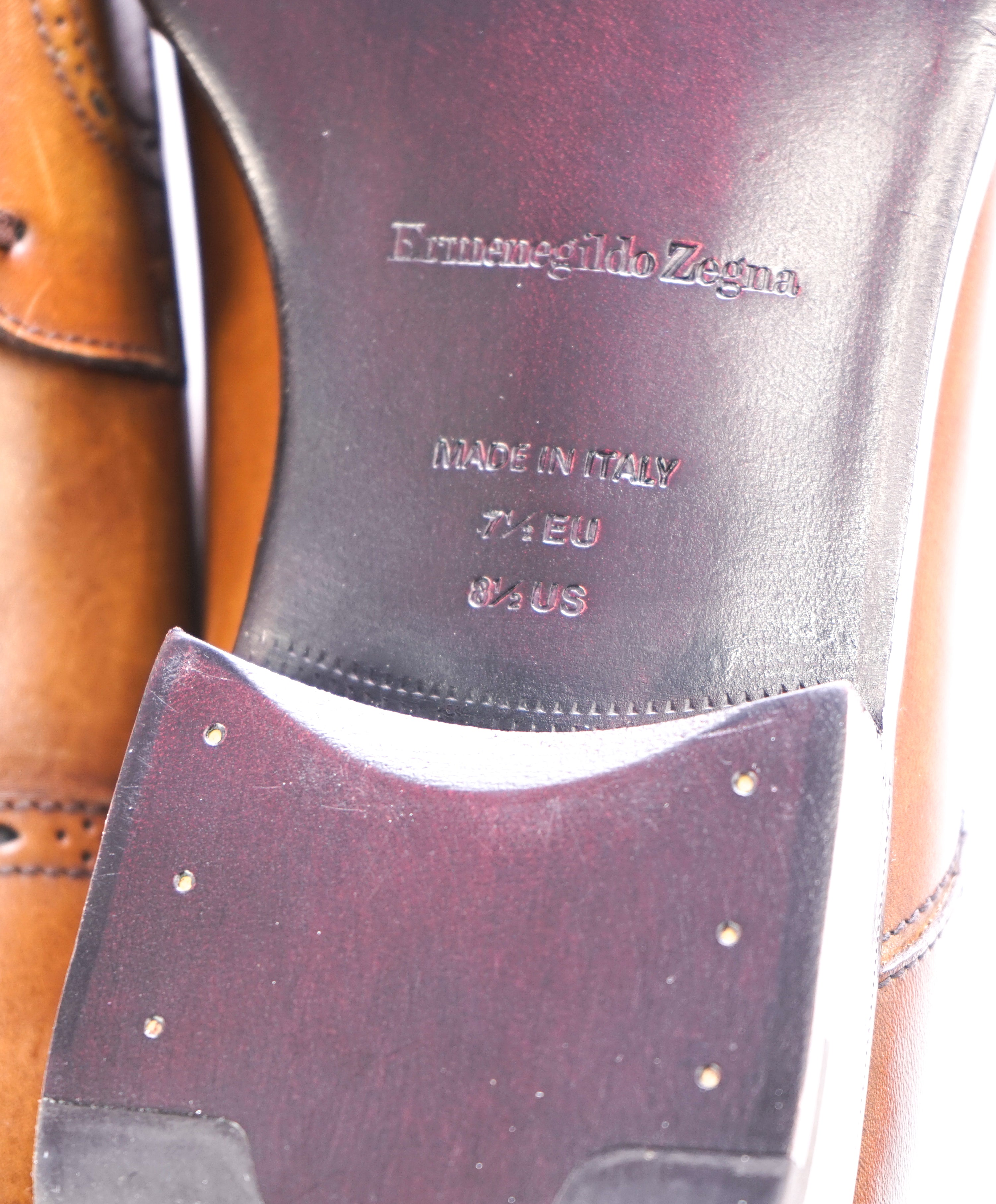ERMENEGILDO ZEGNA - Brown Diamond Brogue Cap Toe Oxfords - 8.5