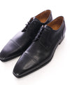 MAGNANNI - Slim Silhouette Detailed Black Cap-Toe Oxfords -  9