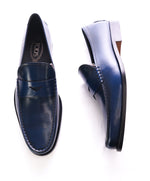 TOD’S - Blue Leather Penny Loafers “Boston Devon” Leather Sole - 10.5US