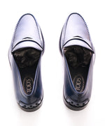 TOD’S - Blue Leather Penny Loafers “Boston Devon” Leather Sole - 12US