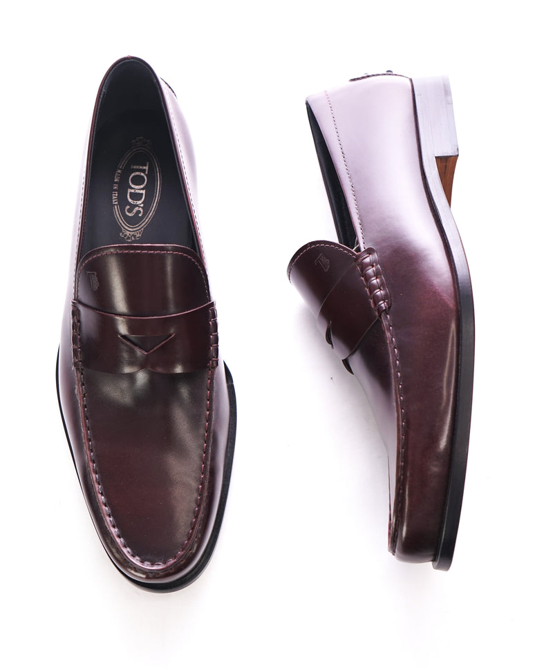 TOD’S - Burgundy Oxblood Penny Loafers “Boston /Devon” Leather Sole - 11.5US