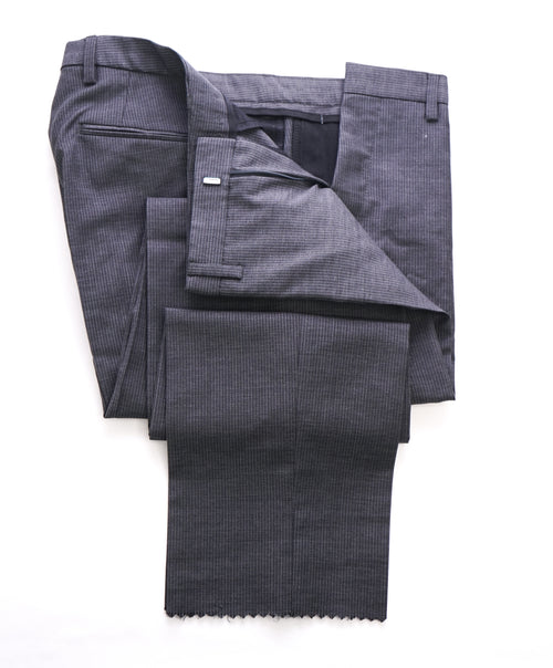 HUGO BOSS - Charcoal MicroSrtripe “Inwood2/Winfield2” Flat Front Dress Pants - 33W