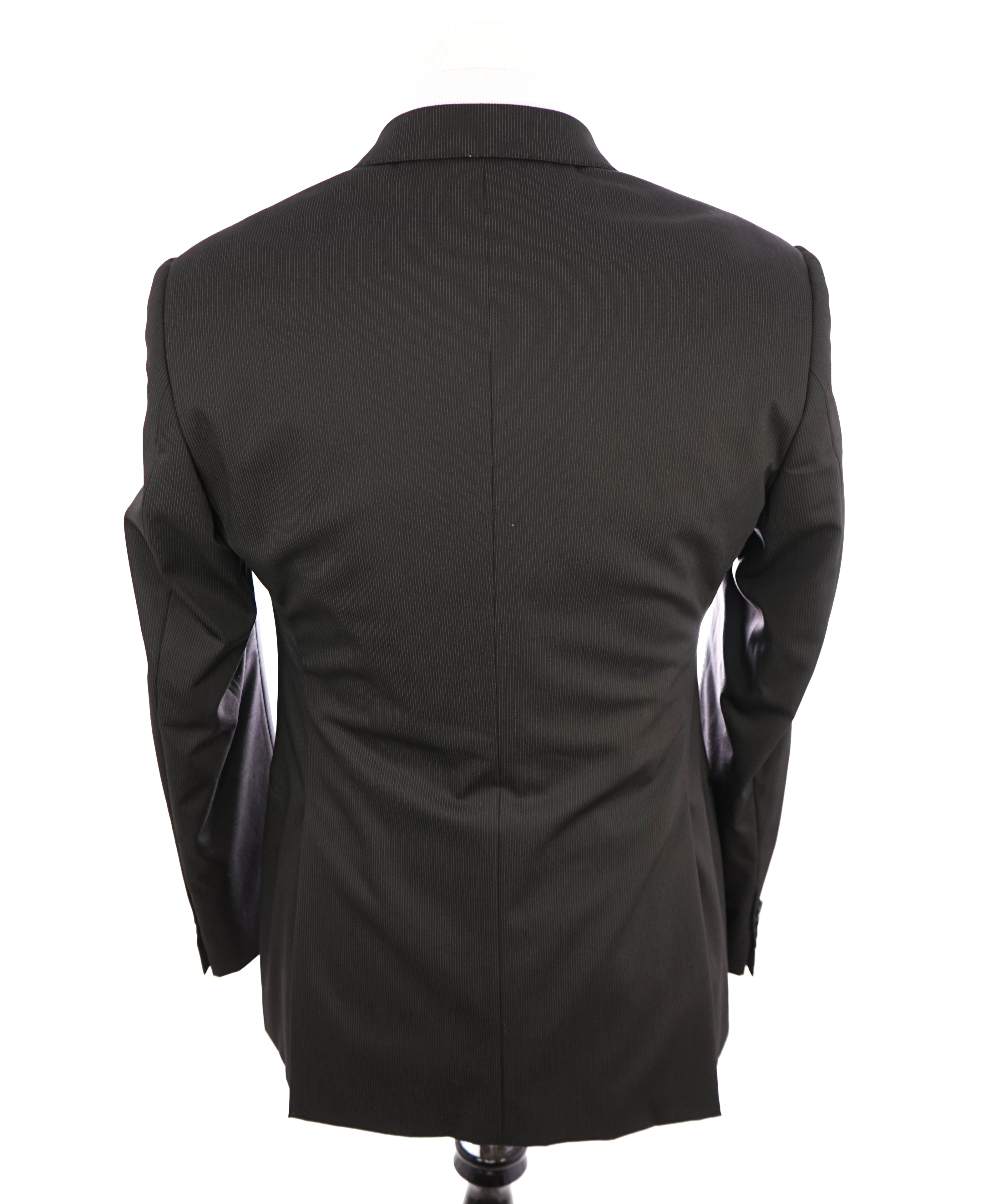 ARMANI COLLEZIONI - "Giorgio Line" Performance Blend Tonal Stripe Black Suit - 38R
