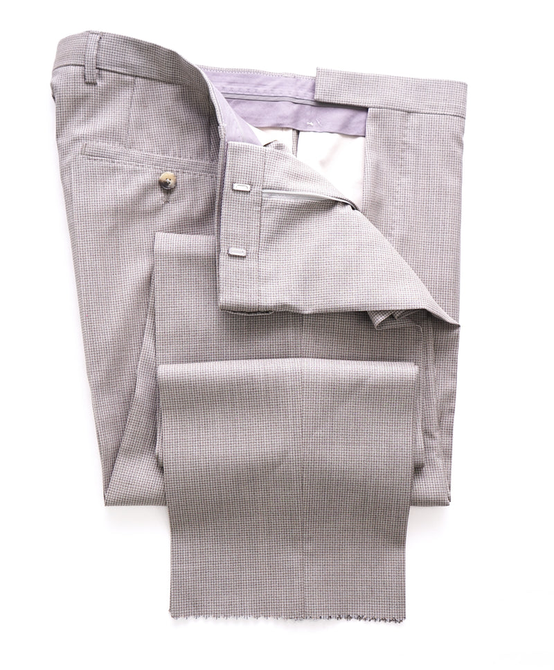 HUGO BOSS - Gray Micro Check “Johnstons2/Lenon” Flat Front Dress Pants - 33W