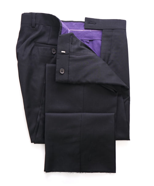 TED BAKER - Solid Black Wool Flat Front Dress Pants - 31W