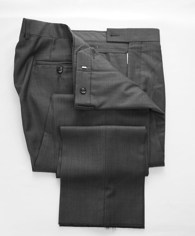 TED BAKER - Solid Charcoal Wool Flat Front Dress Pants - 37W