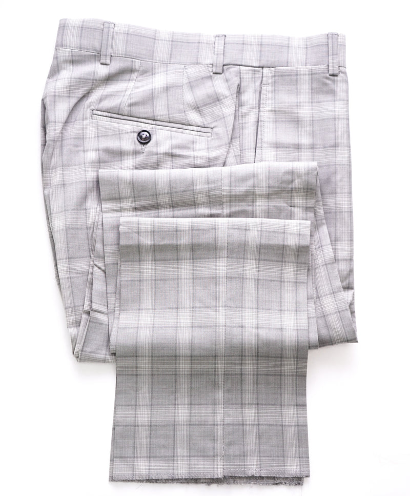 TED BAKER - Gray Bold Check Plaid Wool Flat Front Dress Pants- 29W