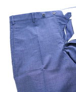 ZANELLA - Medium Blue Textured Check “Devon” Flat Front Dress Pants - 38W