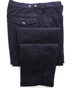 DRIES VAN NOTEN - Navy Linen Cotton Blend Pants W Side Tabs - 30W